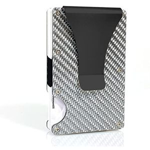 DieffematicQ portemonnees voor dames Carbon Fiber Card Holder Mini Slim Wallet Men Aluminum Metal Magic Wallet Small Thin Male Purses Money Bag Vallet (Color : Grey)
