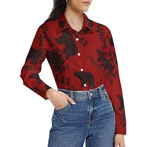 Papa Bear damesshirt met lange mouwen, button-down blouse, casual werkshirts, tops, XL