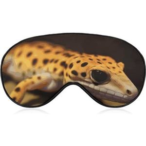 Leopard Little Gecko slaapmasker, licht blokkerend oogmasker, comfortabel en zacht, oogbedekking met elastiek, geschikt voor mannen en vrouwen, geschikt voor reizen en slapen