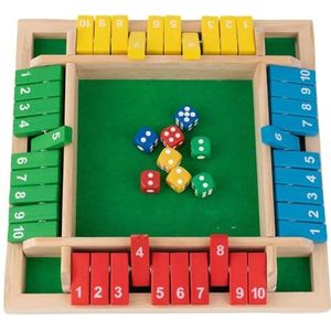 Hrippy Shut The Box dobbelspel met 4 spelers, houten plank, tafel, wiskundespel, close, The Box bar, party, familie, ouders en kinderen, interactief spel