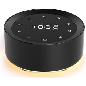 Witte ruismachine met wekker, 20 hifi-rustgevende geluiden, 7 kleuren babynachtverlichting, volledige aanraakbediening, timer en geheugenfunctie, plug-in, slaapgeluidsmachine voor baby, volwassenen,