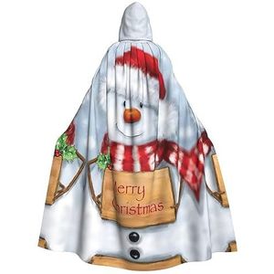 DEXNEL Merry Christmas Sneeuwpop 150 cm Hooded Cape Unisex Halloween mantel voor duivel heks tovenaar Halloween Cosplay, aankleden