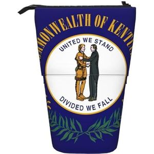 Evengigy Kentucky staat vlag print schattig etui met ritssluiting verstelbare standaard potlood houder grappige make-up tas, Zwart, Eén maat, Tas Organizer