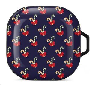 Lollipops Kerst Snoepjes Patroon Oordopjes Hoesje Compatibel met Samsung Hard Shell Beschermhoes Zwart-Stijl