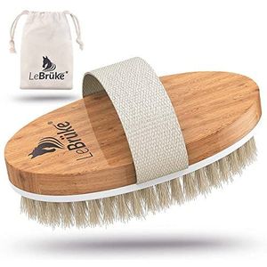 Lebrüke® Lichaamsborstel Droogborstel - Natuurlijke Borstel - badborstel, met praktische opbergtas, perfect voor het verwijderen van dode huid, peelingborstel