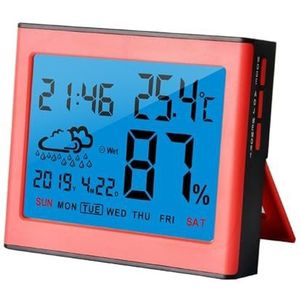 Professionele Binnentemperatuur-vochtigheidsmeter LCD Digitale Thermometer Hygrometer Sensormeter Weerstationklok Nauwkeurig En Gemakkelijk Te Lezen(Pink)