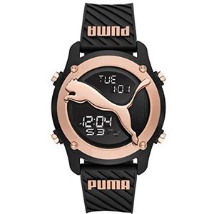 PUMA Mannen digitaal quartz horloge met polyurethaan band P5108, Zwart