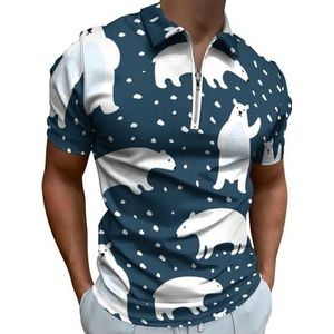 Witte Ijsbeer Half Zip-up Poloshirts Voor Mannen Slim Fit Korte Mouw T-shirt Sneldrogende Golf Tops Tees 6XL
