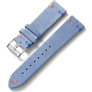 Jeniko Nieuwe Suède Horlogeband 20mm 22mm Vintage Horlogeband Vervanging Horlogeband Qiuck Release Polsband Accessoires (Color : Light blue, Size : 22mm black buckle)