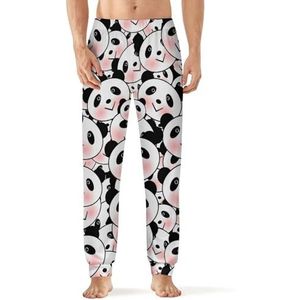 Leuke Panda Gezicht Patroon Mannen Pyjama Broek Zachte Lounge Bottoms Met Pocket Slaap Broek Loungewear