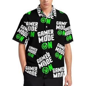 Gamer Mode On Summer Heren Shirts Casual Korte Mouw Button Down Blouse Strand Top met Zak 4XL