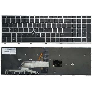 Verlicht Amerikaans toetsenbord voor HP ProBook 650 G4 G5 met aanwijsstok, zilveren frame