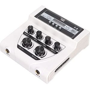 Mini-geluidsmixer, Geluidsarme Ultracompacte Audiomixer 2-kanaals Stereomixer met Voedingsadapter voor Tv, Pc, Smartphone, Versterker, Ondersteunt U Disk, MP3 en Opname, BT