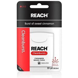 Bereik Cleanburst Waxed Dental Floss, Oraal Care, Kaneel Gearomatiseerd, 55 Yards (Pack van 6)