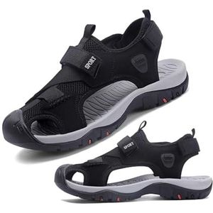 Men's Sandals Closed Toe Athletic Sport Lightweight Trail Walking Sandals For Men Water Shoes Men Black Beach Sandals (Color : Black, Size : EU 43)