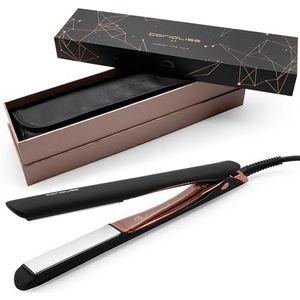 Corioliss C5 Professionele stijltang, titanium platen, perfect voor het gladmaken en golven, tot 235 graden, ionica, Black Copper