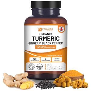 PH PROWISE Healthcare Kurkuma-curcumine 1440 mg met zwarte peper en gember I 120 kurkuma-capsules met hoge sterkte (levering van 2 maanden) Ik gemaakt in het VK door Prowise Healthcare