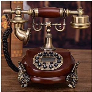 Telefoon Europese Antieke Telefoonvoet Gesneden Metalen Thuis Woonkamer Vaste Amerikaanse Creatieve Kantoor Retro Telefoon Lederen Touw Nummerherkenning (A)