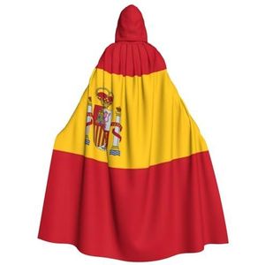 Bxzpzplj Spaanse vlag mantel met capuchon voor mannen en vrouwen, volledige lengte Halloween maskerade cape kostuum, 185 cm