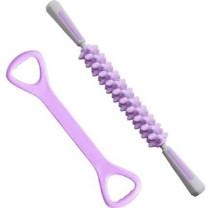 Yoga Massage Stick Wolf Tooth Stick Massage Roller Kuitspier Ontspanning Artefact Roller Rolling Dij Luangya Stick (Size : Purple+tensioner)