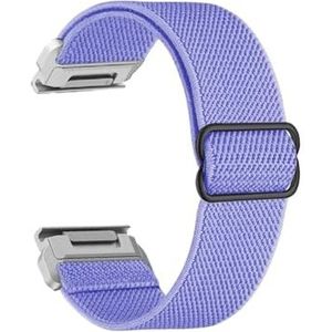 20 22 26 mm elastisch geweven nylon lusband geschikt for Garmin Fenix ​​7X 6X 5X 7S 6S 5S Pro 7 6 5 Plus 3HR 945 Epix Gen 2 Enduro horlogeband (Color : PurPle-Silver, Size : 26MM Fenix7X 3 3HR)