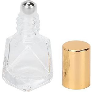 8 Ml Glazen Parfumrollerfles, Eenvoudig aan Te Brengen Etherische Olie, Draagbaar, Duurzaam voor op Reis, Prachtig (Gouden deksel + stalen kogel)