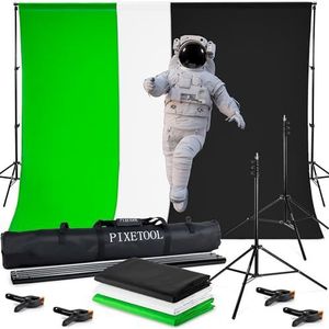 Pixetool Green Screen Doek 2.8 x 1.8m - Achtergrondsysteem 2 x 2m - Inclusief Klemmen