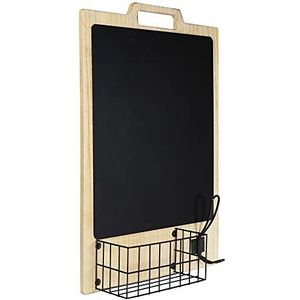 QUVIO Krijtbord met mand en haakje/Schoolbord/Krijtborden/Krijtbord wand/Wandbord/Wanddecoratie/Memobord - 33,5 x 50 cm