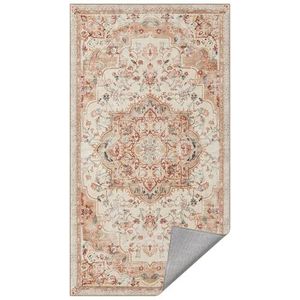 SONGMICS HOME Vloerkleed 80 x 150 cm Woonkamertapijt Antisliptapijt Traditioneel Vintage Stijl Woonkamer Keuken Hal Eetkamer Machinewasbaar Cappuccino Beige TAR037K01