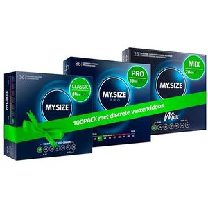 MY.SIZE 100 Condooms 47 mm Megaset Classic+Mix+Pro I Maat 1 I 100 stuks voordeelverpakking I Extra dun Premium condoom I Zeer dun gevoelig I Dunne wand I Vegan condooms I Condooms voor mannen