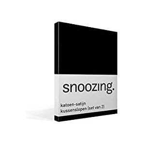 Snoozing - Katoen-satijn - Kussenslopen - Set van 2 - 60x70 cm - Zwart