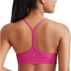 CRZ YOGA Vrouwen Low Impact Strappy Gewatteerde Sport BH Y Racer Back Spaghetti Riemen Yoga BH Tops Hibiscus Purple M