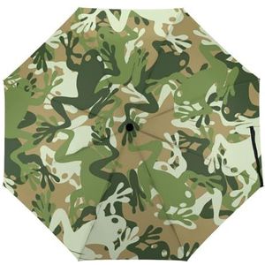 Kikker Camouflage Mode Paraplu's Voor Regen Compact Tri-fold Reverse Folding Winddicht Reizen Paraplu Handleiding