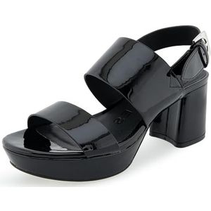 Aerosoles Camilia sandaal met hak voor dames, Zwart Patent, 7.5 UK Wide