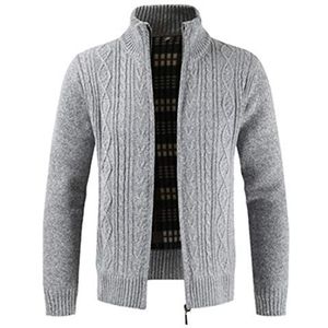 PPPPA herenvest Dikke trui met volledige ritssluiting opstaande kraag warme fleece gevoerde winterjas herenvest fijn gebreid vest met opstaande kraag En