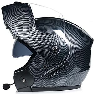 Motorhelm, Volledige motorhelm met anti-condens dubbel vizier Bluetooth ingebouwde microfoon ECE-goedgekeurd B3,XL=61-62CM(F3,XL=6162CM)