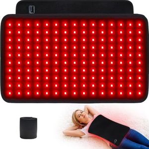 Rood lichttherapie voor lichaam, infrarood lichttherapie 50 cm x 30 cm infrarood verwarmingskussen grotere wrap voor rug taille schouder knie voeten gewrichten pijnverlichting met automatische timer,