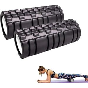 2x Foam Roller Fasciarol - Schuimrubber rol - Fitness Massagerol voor Triggerpoint-Massage in Rug, Nek, Benen Tijdens de Fasciatraining met de Gymnastiekrol voor Mannen en Vrouwen
