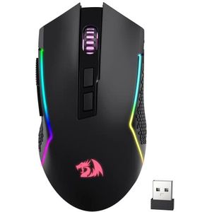 Redragon M693 Draadloze gamingmuis, 8000 dpi, met 3 modi, Bluetooth en 2,4 G draadloos, 7 macrotoetsen, duurzame stroomcapaciteit en RGB-achtergrondverlichting voor pc/Mac/computer