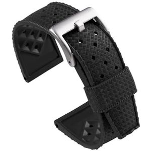 INSTR Sport rubberen horlogeband voor Seiko5 voor Astron horlogeband waterdichte band vervanging (Color : Black-silve, Size : 20mm)