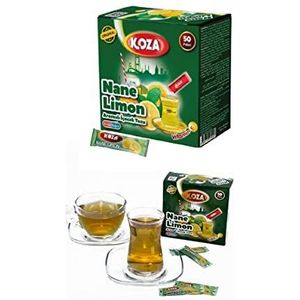 KOZA Mint citroen instant drankpoeder stick individueel verpakt 50 stuks | poeder voor warme of koude drank | Turkse thee | Ice Tea poeder | ijsthee | vruchtenthee | cay | theepoeder |