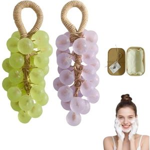 Druivenzeep, druivenzeep aan een touw, decoratieve handgemaakte kristallen druiven for het wassen van frisse lucht, langdurige geur, milde reiniging, kerstcadeau for mannen en vrouwen(H)