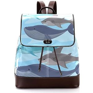 Kleurrijke Vissen Blauwe Stijl Gepersonaliseerde Schooltassen Bookbags voor Tiener, Meerkleurig, 27x12.3x32cm, Rugzak Rugzakken