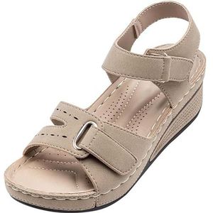 GALPBBCADE Orthopedische sandalen voor dames met Plantaire Fasciitis Steunzool Zomer Mode Comfort Ademende Platte Sandalen Dames Lichtgewicht Orthopedische Slip-on Sandalen,02,37 EU