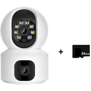 Bewakingscamera, 2K 4MP Dual Lens PTZ IP Camera Dual Screen Home Security Camera 3MP HD Auto Tracking babyfoon Video Surveillance(4MP Add 64G)