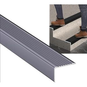 Integraal trapprofiel, trapneus geanodiseerd aluminium trapprofiel hoekbeschermingsprofiel, antislip randstrook eenvoudige installatie, schoolkantoor ziekenhuis-Gray||W 70mm