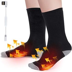 Elektrische magnetische verwarmde sokken, USB-sokken voor heren en dames, thermische ski-wintersokken voor sneeuwskiën, vissen, reizen, fietsen, jacht, artritis, katoen, gebreid, zwart