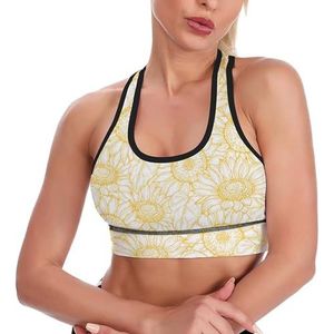 Zonnebloem Geel Ademend Sport Bras Voor Vrouwen Draadloze Workout Yoga Vest Ondergoed Racerback Crop Tank Top S
