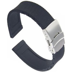 dayeer Rubberen horlogeband voor versnellingsriem voor Timex horlogeband voor Seiko armband vervangende accessoires (Color : Black, Size : 22mm)