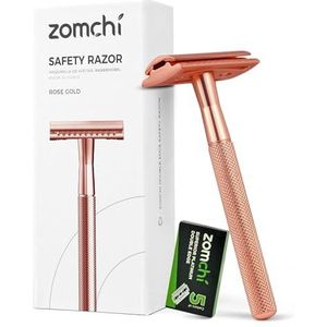 RosÉgold Scheerapparaat voor dames, met 5 scheermesjes, Safety Razor met Sch_Ne Box, geschikt voor alle dubbelzijdige scheermesjes, vrij van kunststof